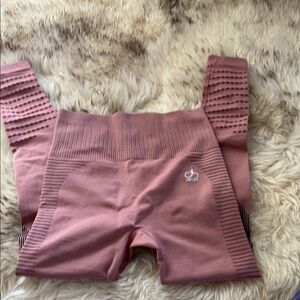 Muted Pink Ribbed Joggers with Athletic Texture